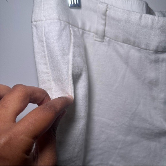 J by J.Crew White Linen Scalloped Women Shorts Size 10 - Picture 8 of 16